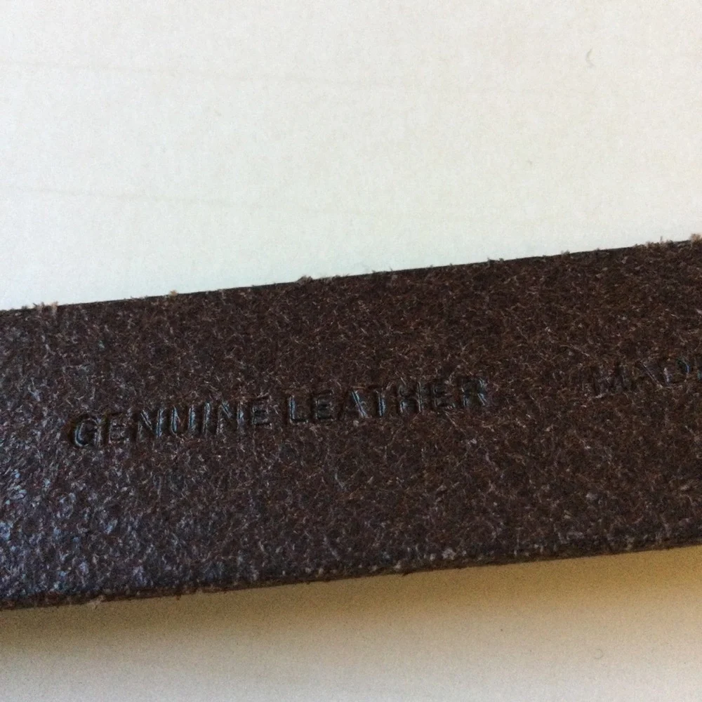 FRYE TWISTED STUD LEATHER BELT BROWN WITH BRASS D RING BUCKLE SIZE LARGE NWT